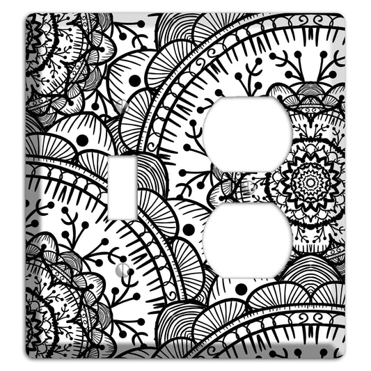 Mandala Black and White Style Q Cover Plates Toggle / Duplex Wallplate