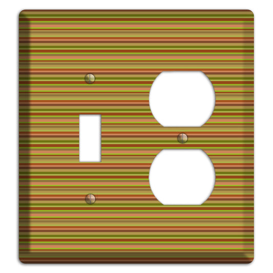 Multi Olive Burgundy Horizontal Stripes Toggle / Duplex Wallplate