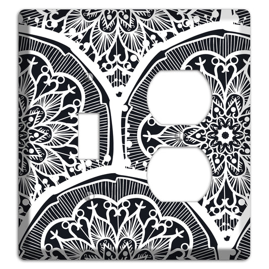 Mandala Black and White Style O Cover Plates Toggle / Duplex Wallplate