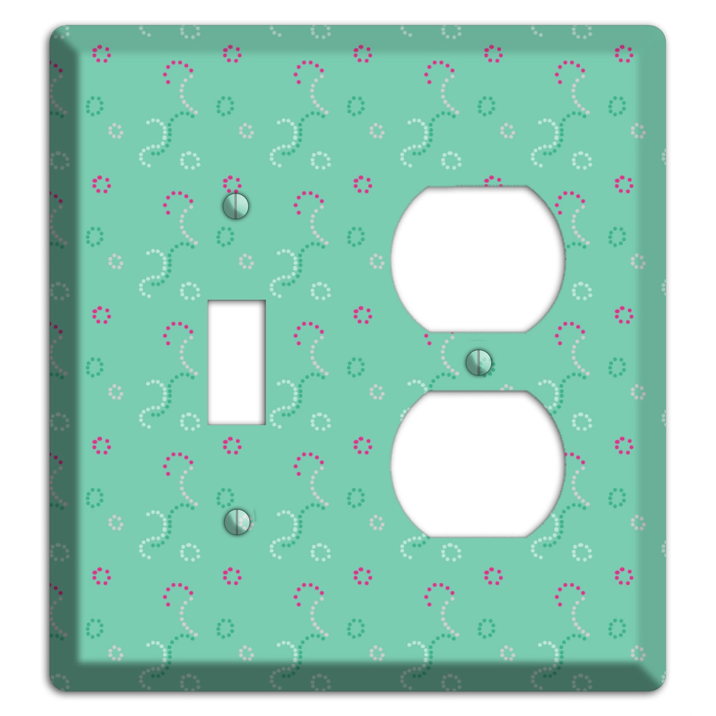 Multi Aqua with Fuschia Stipple Toggle / Duplex Wallplate