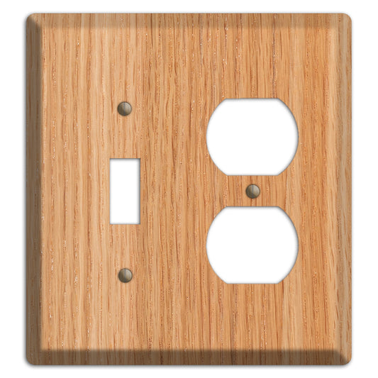 Red Oak Wood Toggle / Duplex Outlet Cover Plate