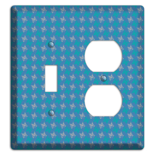 Blue with White and Turquoise Butterflies Toggle / Duplex Wallplate