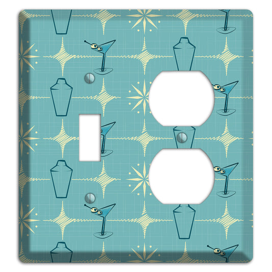 Blue Shaker and Martini Toggle / Duplex Wallplate