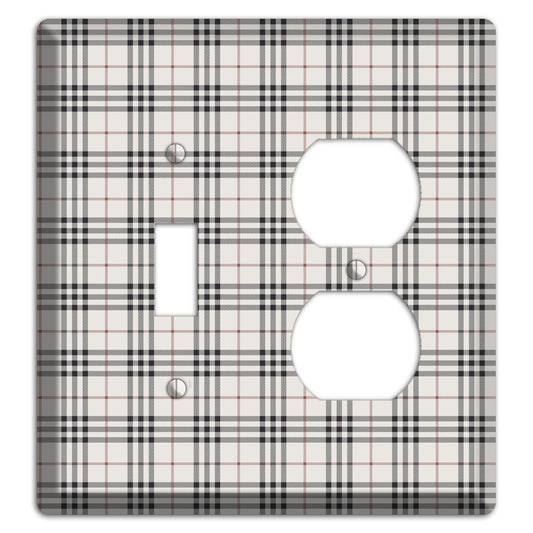 White and Black Plaid Toggle / Duplex Wallplate