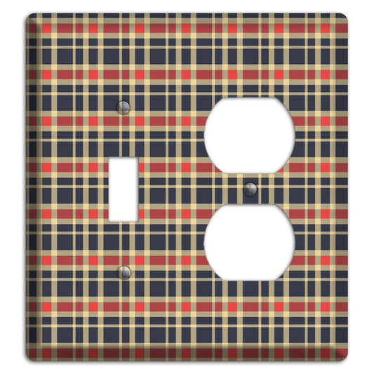 Maroon and Black Plaid 2 Toggle / Duplex Wallplate