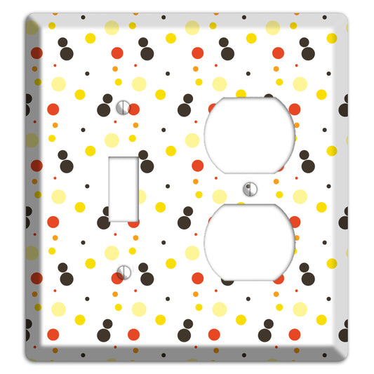 White With Black Maroon Olive Tiny Dots Toggle / Duplex Wallplate