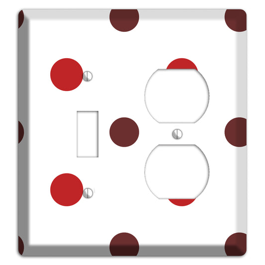 Red and Brown Medium Polka Dots Toggle / Duplex Wallplate