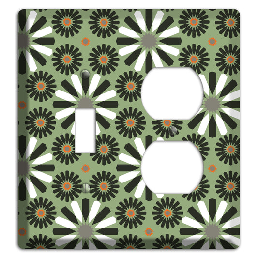 Olive with Scandinavian Floral Toggle / Duplex Wallplate