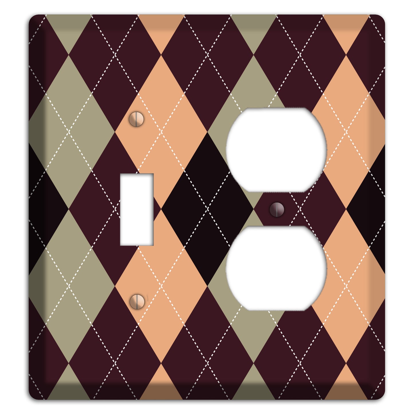 Beige and Brown Argyle Toggle / Duplex Wallplate