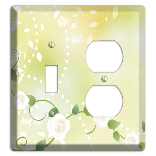 Green Delicate Flowers Toggle / Duplex Wallplate