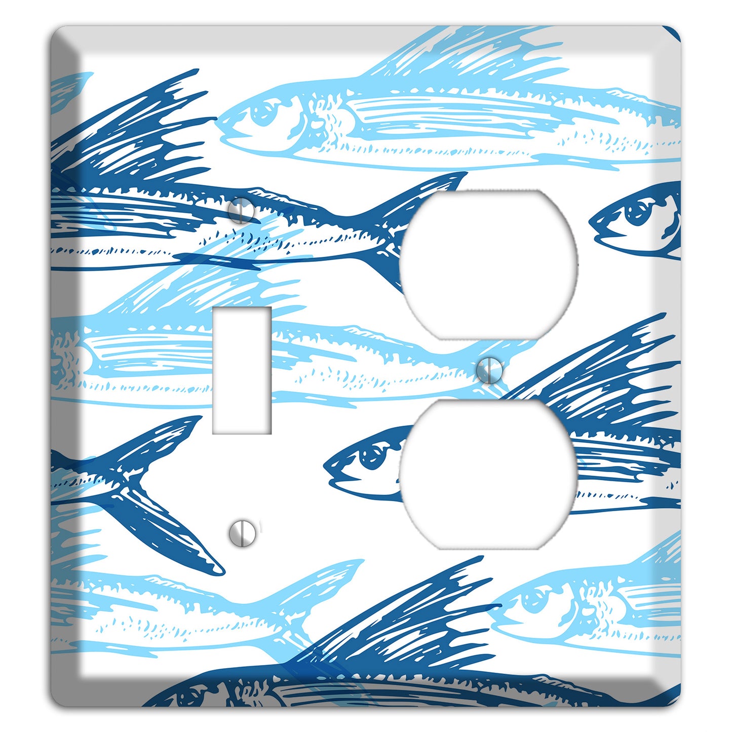 Multi-Blue Fish Toggle / Duplex Wallplate