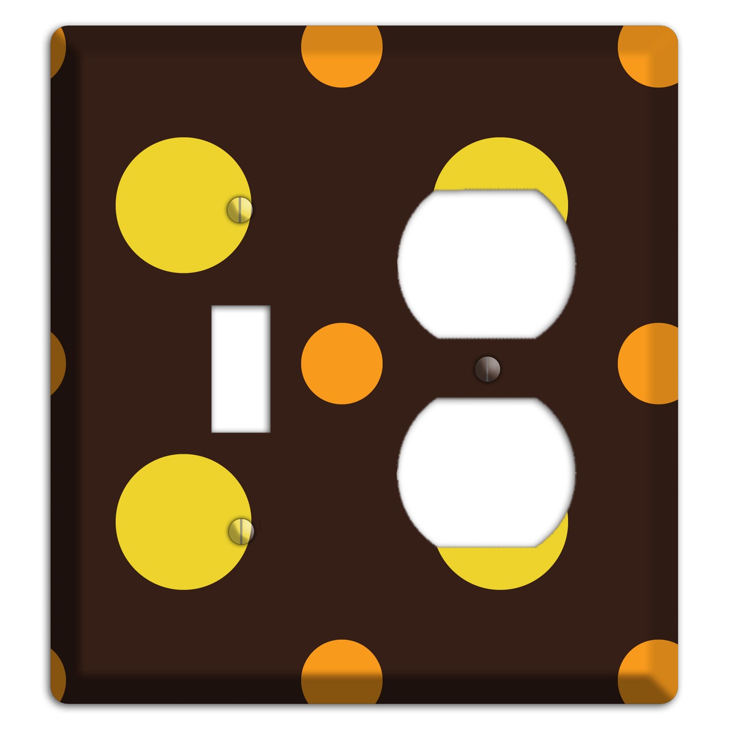 Black with Yellow and Orange Multi Medium Polka Dots Toggle / Duplex Wallplate