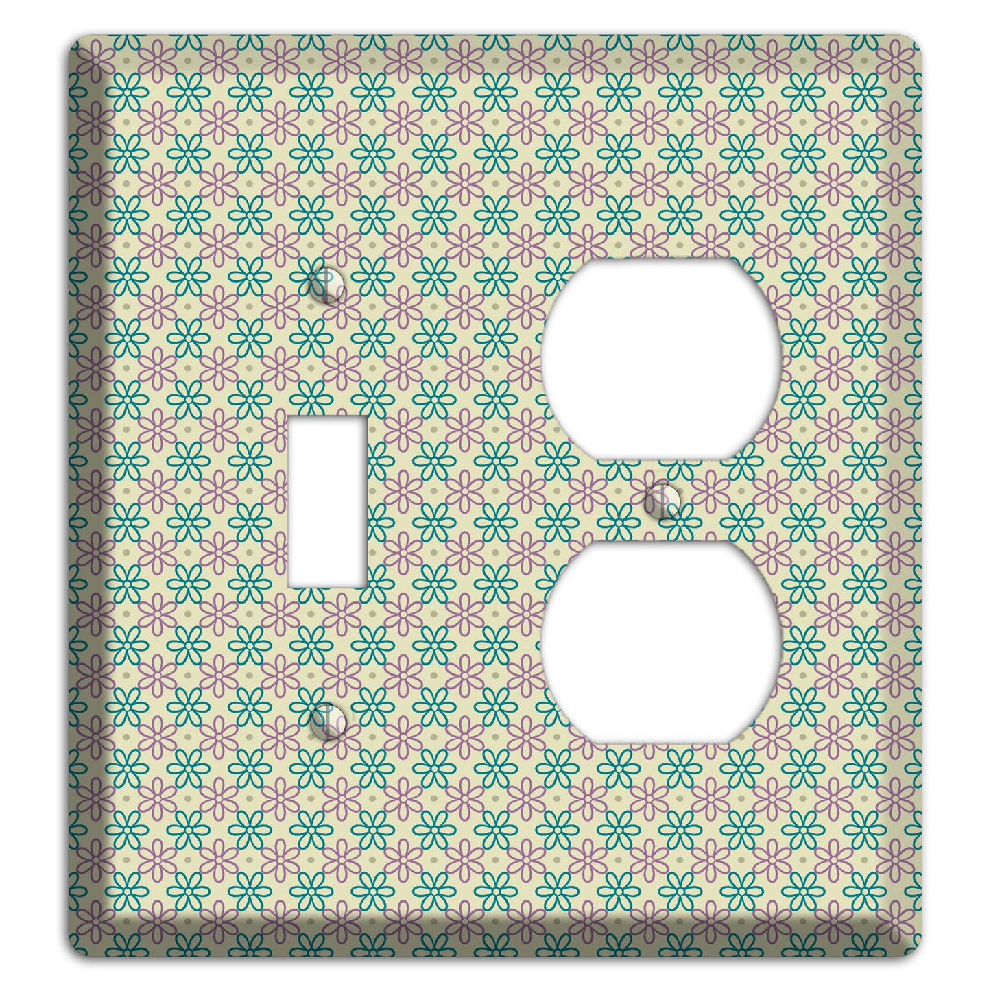 Large Green and Lavender Foulard Toggle / Duplex Wallplate