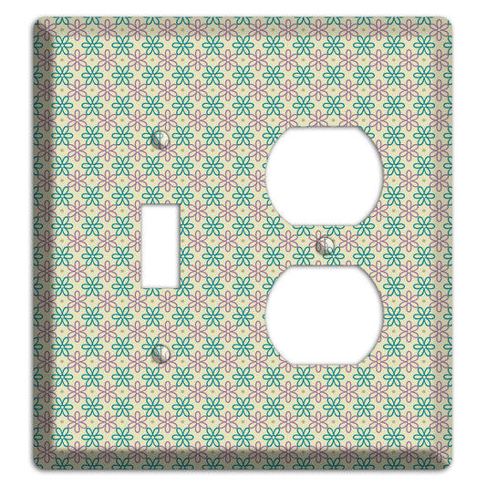 Large Green and Lavender Foulard Toggle / Duplex Wallplate