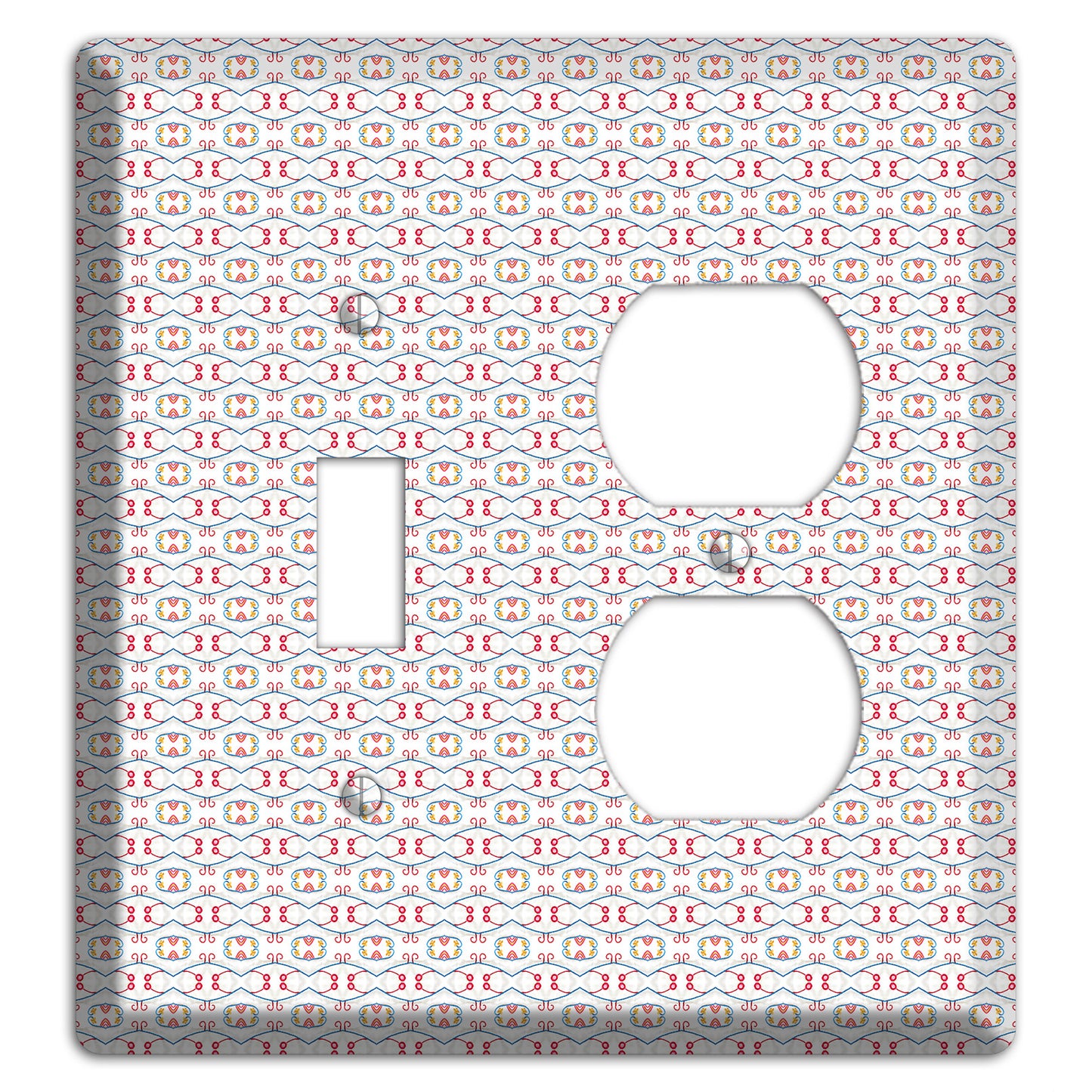 White with Red Tapestry Contour Toggle / Duplex Wallplate