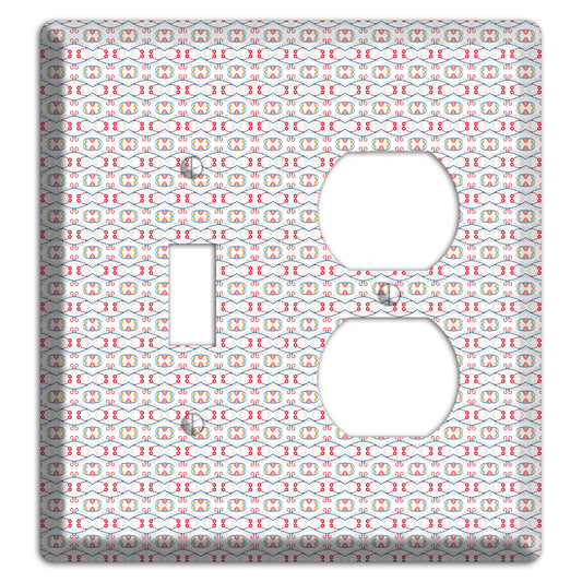 White with Red Tapestry Contour Toggle / Duplex Wallplate