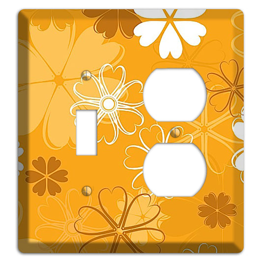 Orange Retro Flowers Toggle / Duplex Wallplate