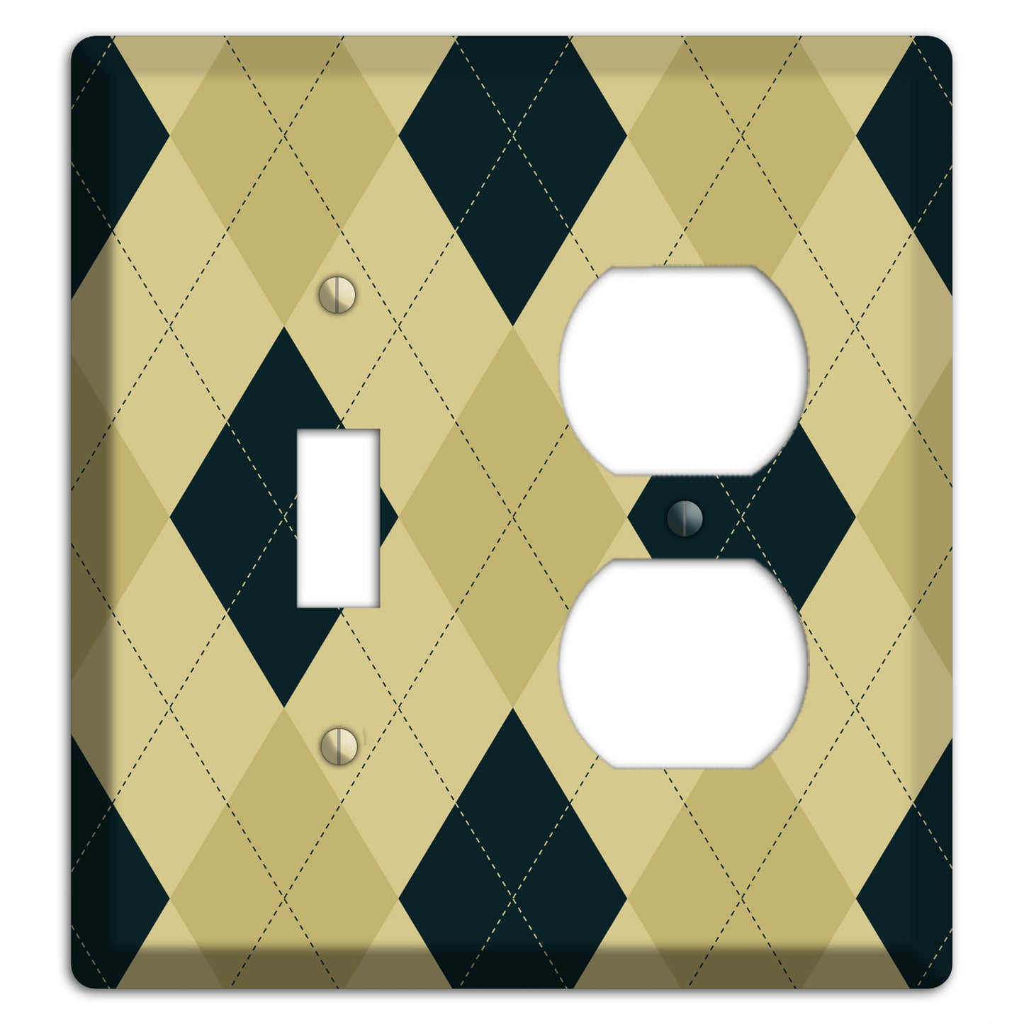 Beige and Yellow Argyle Toggle / Duplex Wallplate