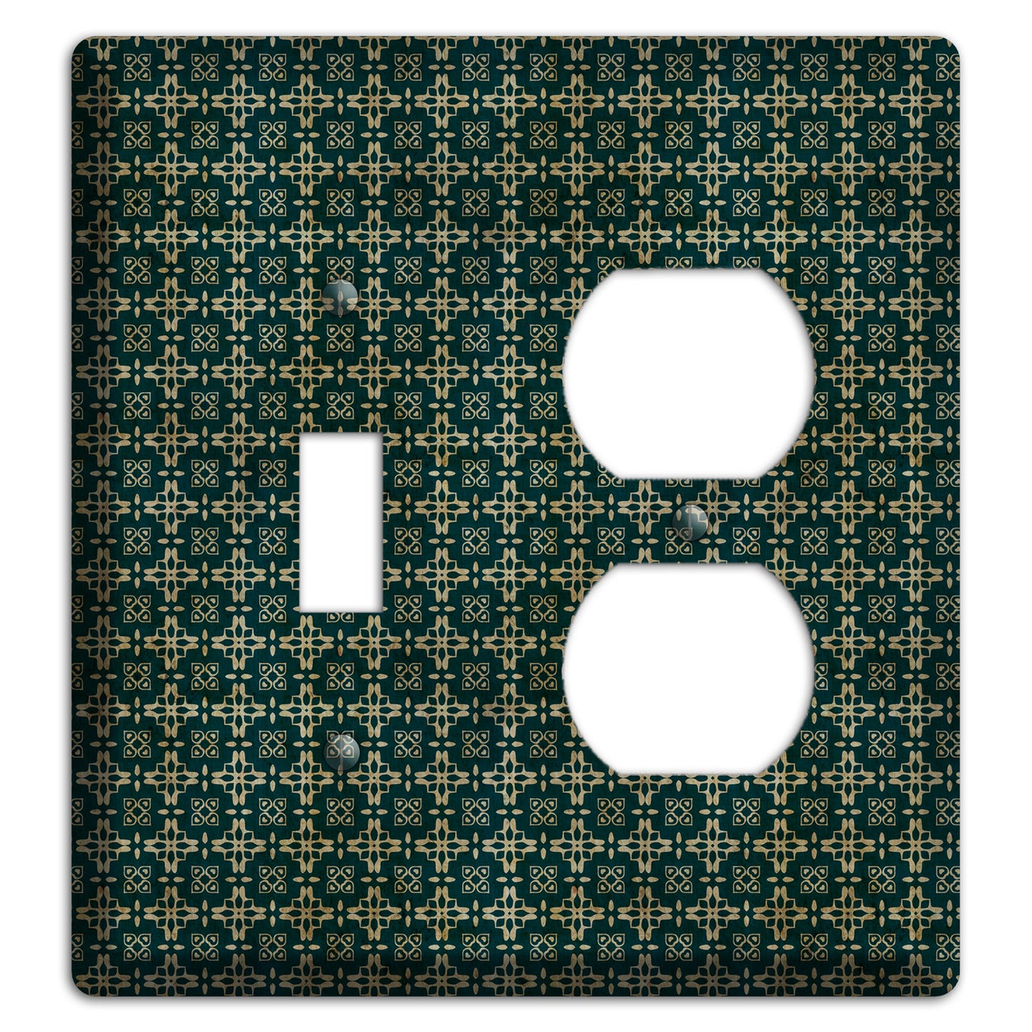 Dark Green Grunge Arabesque Toggle / Duplex Wallplate