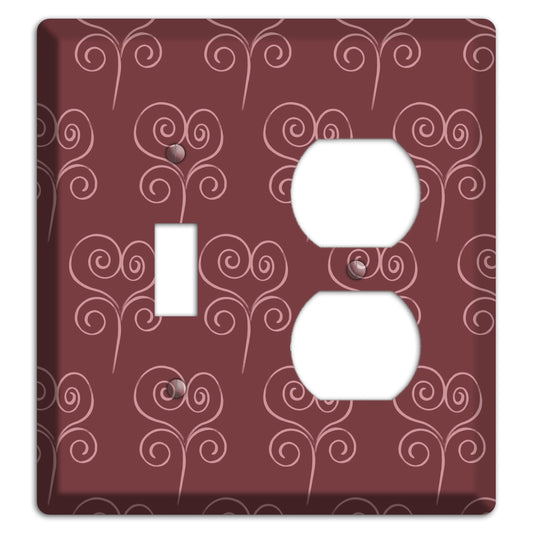 Maroon Scroll Heart Toggle / Duplex Wallplate