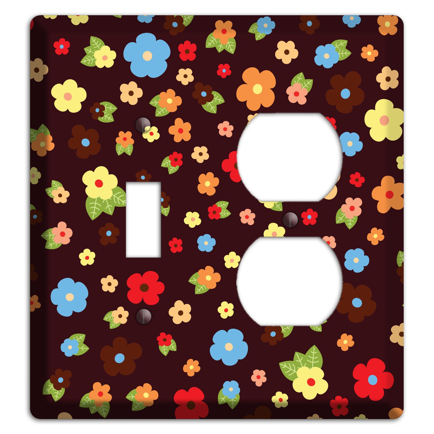 Brown Tiny Delicate Flowers Toggle / Duplex Wallplate