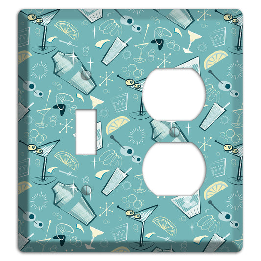 Retro Cocktails Teal Toggle / Duplex Wallplate