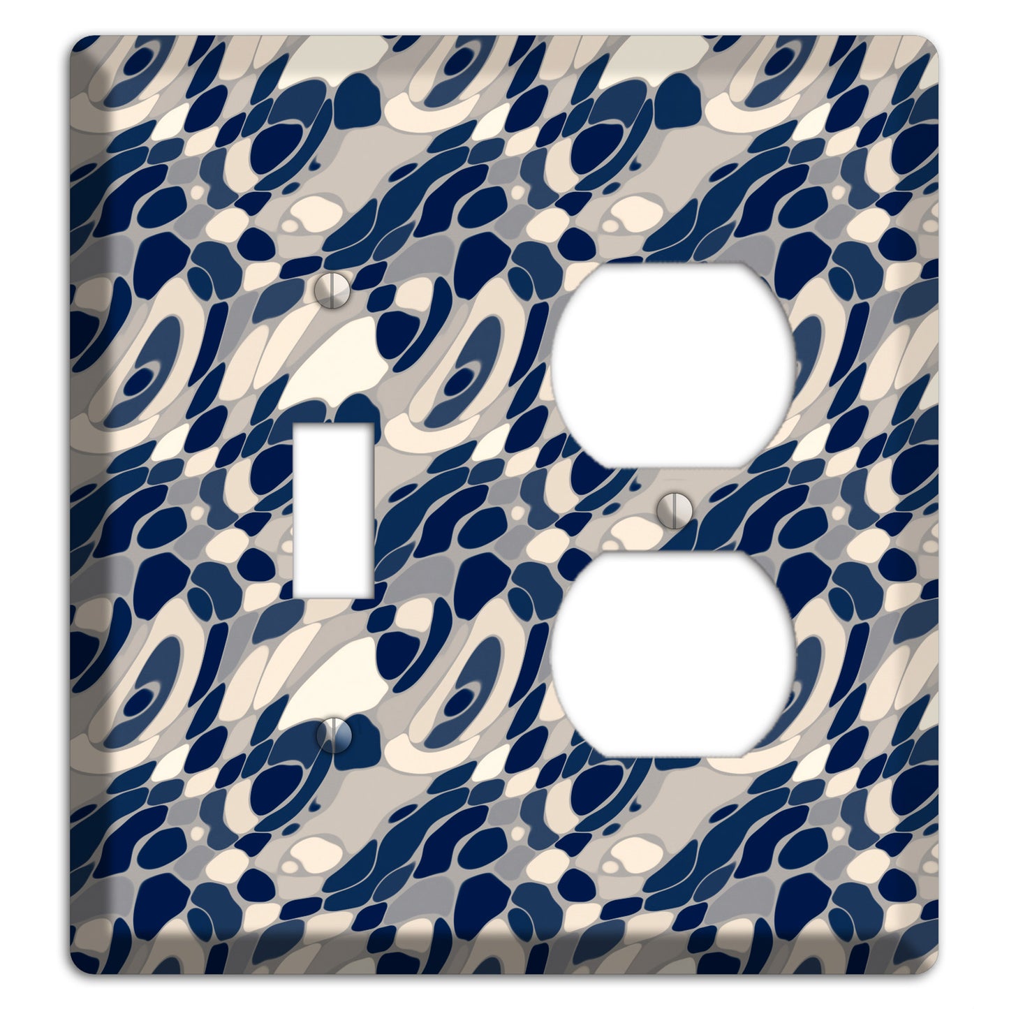 Blue and Beige Large Abstract Toggle / Duplex Wallplate