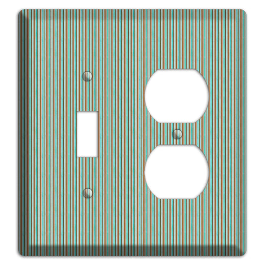 Multi Aqua Vertical Stripe Toggle / Duplex Wallplate