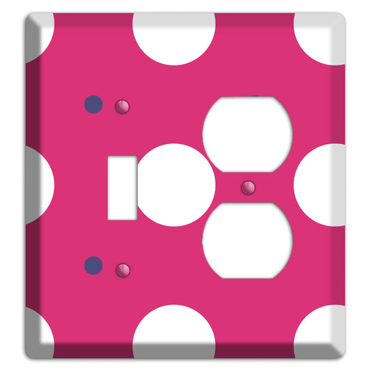 Fuschia with White and Purple Multi Tiled Medium Dots Toggle / Duplex Wallplate