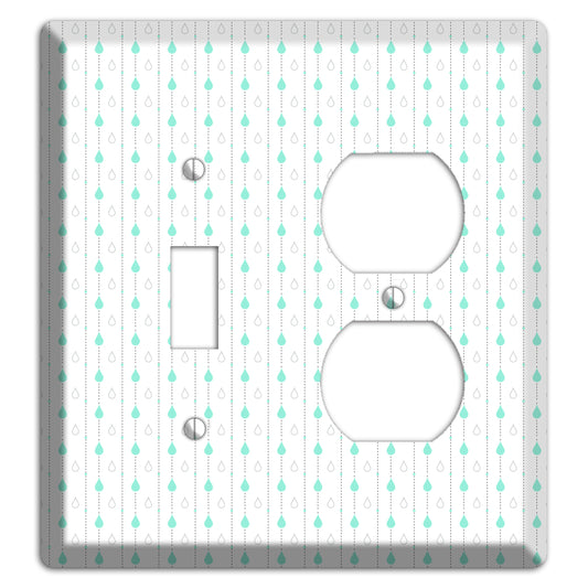 White and Blue Drops 2 Toggle / Duplex Wallplate