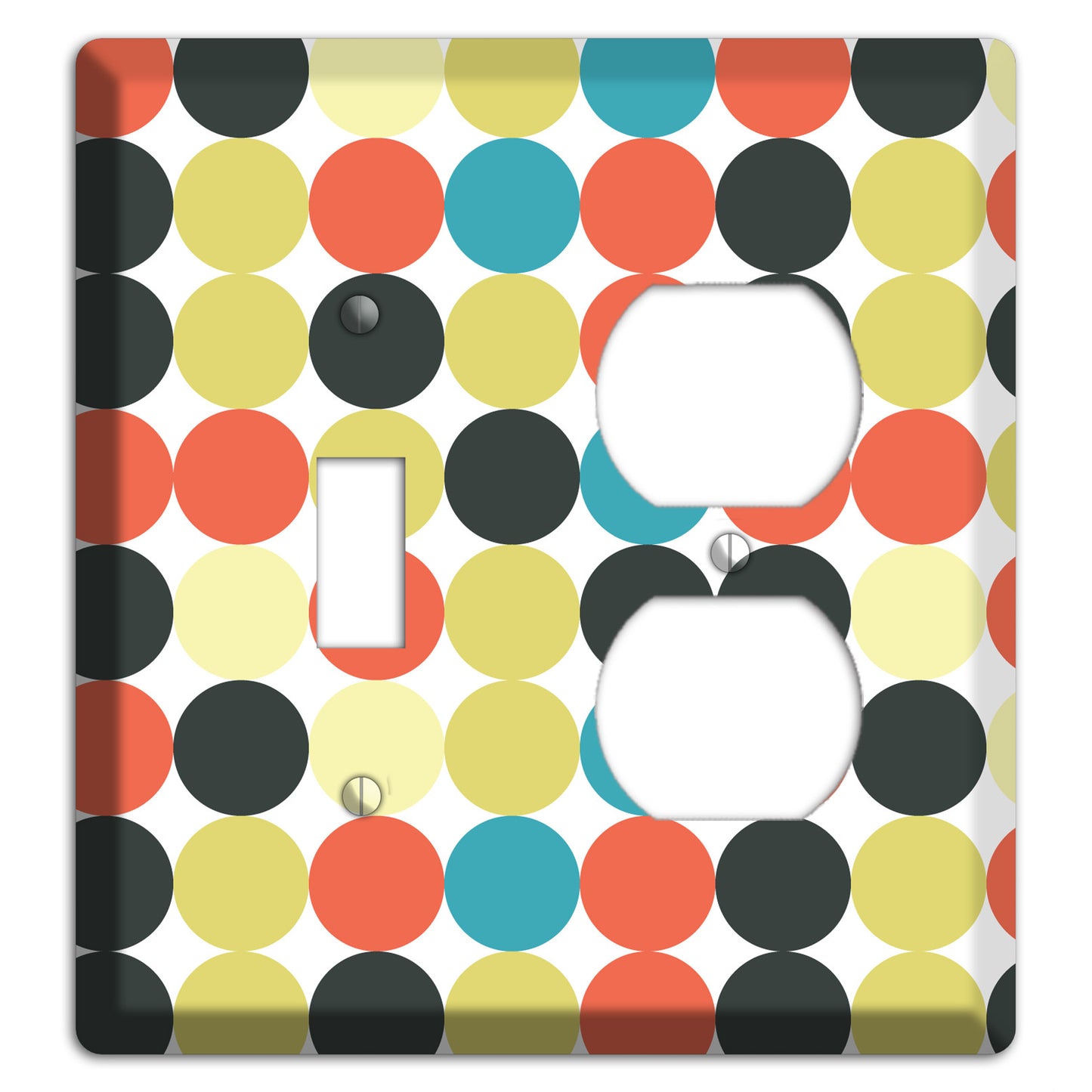 Coral Black Yellow Olive Blue Aqua Tiled Dots Toggle / Duplex Wallplate