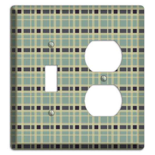 Sage and Black Plaid Toggle / Duplex Wallplate