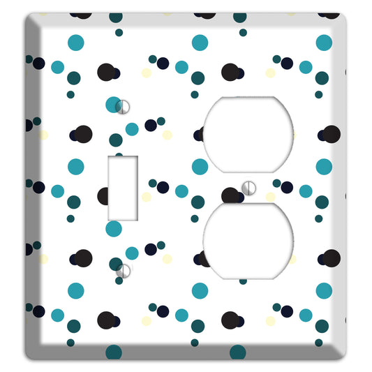 White with Teal and Black Multi Dots Toggle / Duplex Wallplate