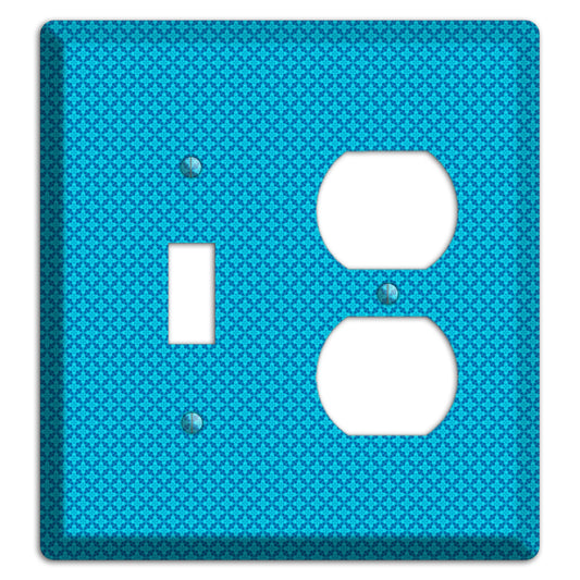 Multi Blue Checkered Quatrefoil Toggle / Duplex Wallplate