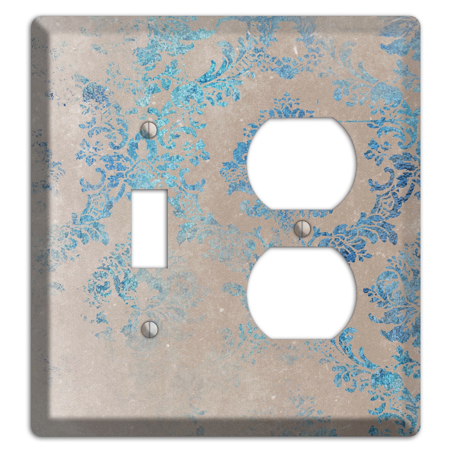 Pewter Whimsical Damask Toggle / Duplex Wallplate