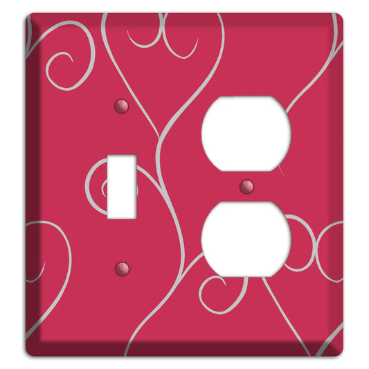 Fuschia Scroll Heart Toggle / Duplex Wallplate