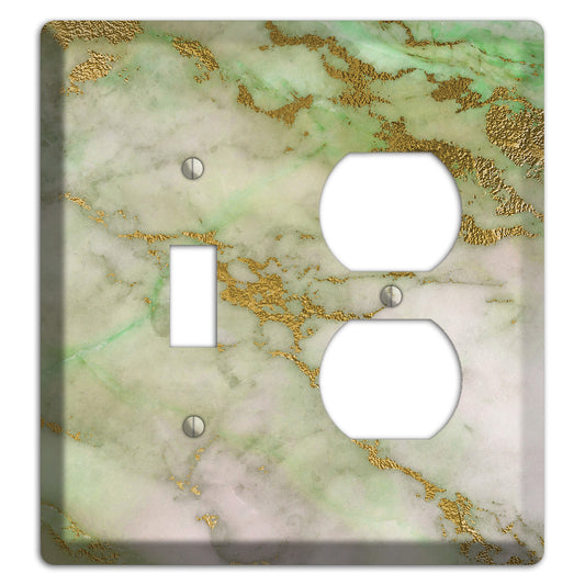 Swamp Green Marble Toggle / Duplex Wallplate