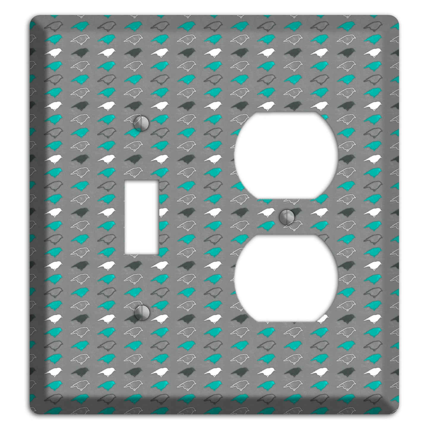 Grey with Small Green Birds 2 Toggle / Duplex Wallplate