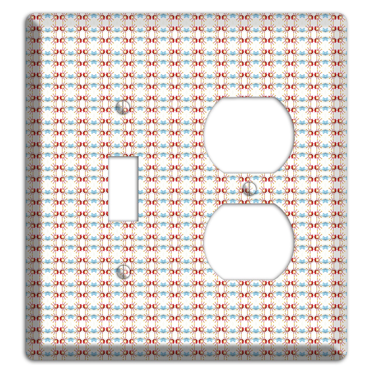 Off White with Red Blue Retro Tapestry Toggle / Duplex Wallplate