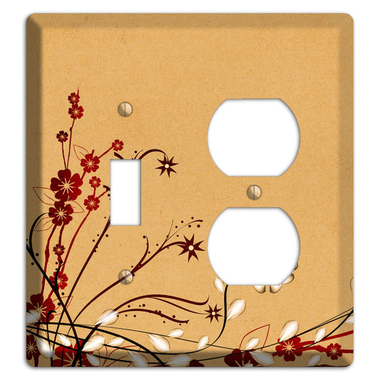 Delicate Red Flowers Toggle / Duplex Wallplate