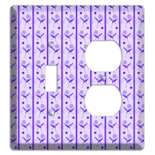 Purple Floral Pattern Toggle / Duplex Wallplate