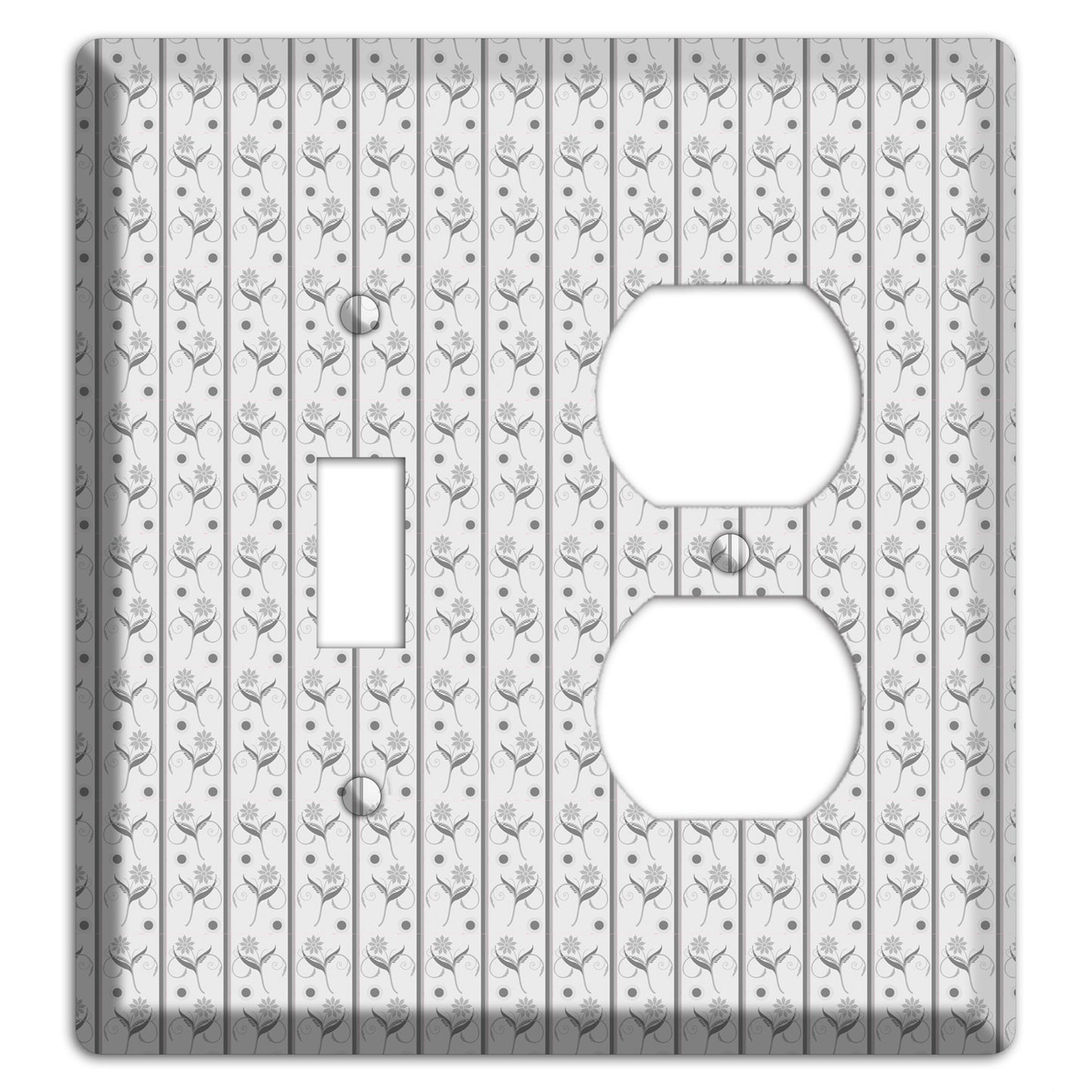 Grey Small Floral Pattern Toggle / Duplex Wallplate