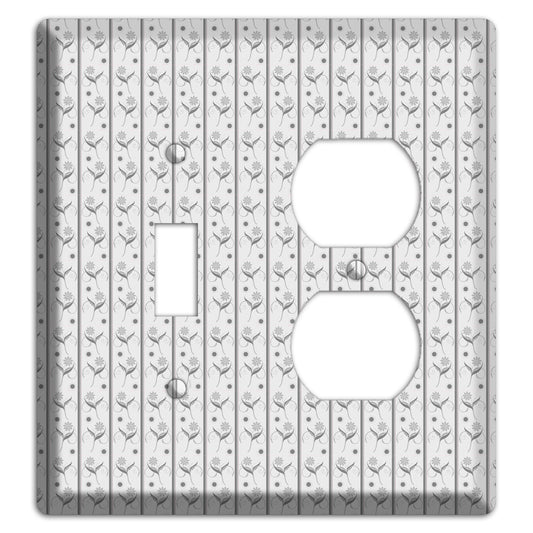 Grey Small Floral Pattern Toggle / Duplex Wallplate