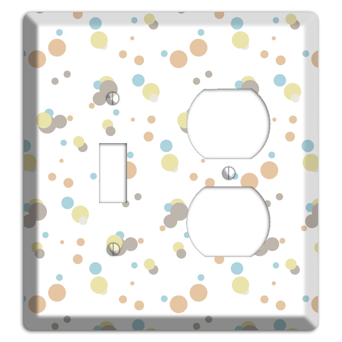 White with Soft Sage Blue and Umber Small Dots Toggle / Duplex Wallplate