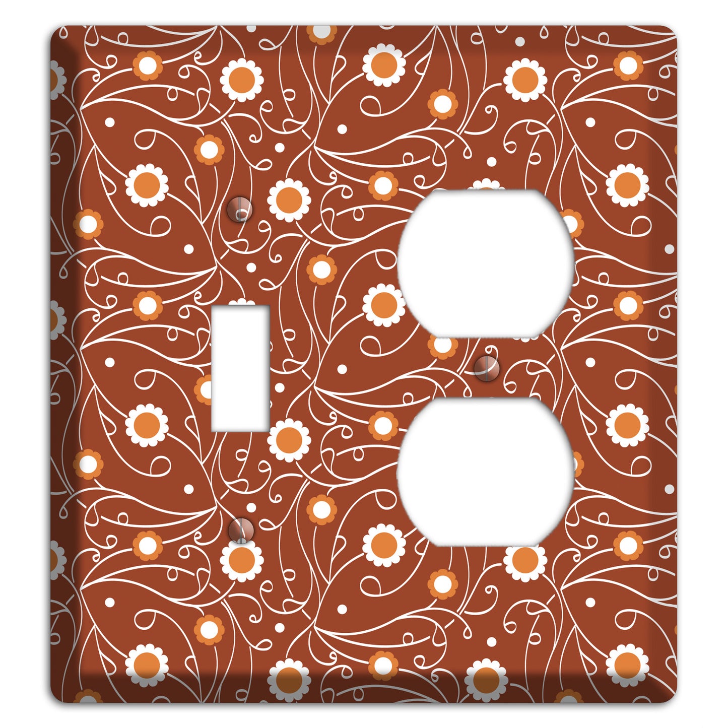 Brown Vine Floral Toggle / Duplex Wallplate