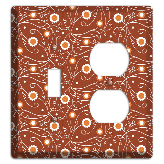 Brown Vine Floral Toggle / Duplex Wallplate