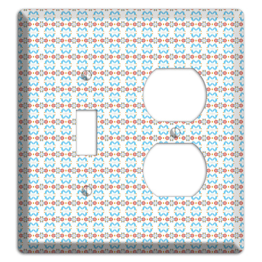 White with Blue Red Tapestry Toggle / Duplex Wallplate