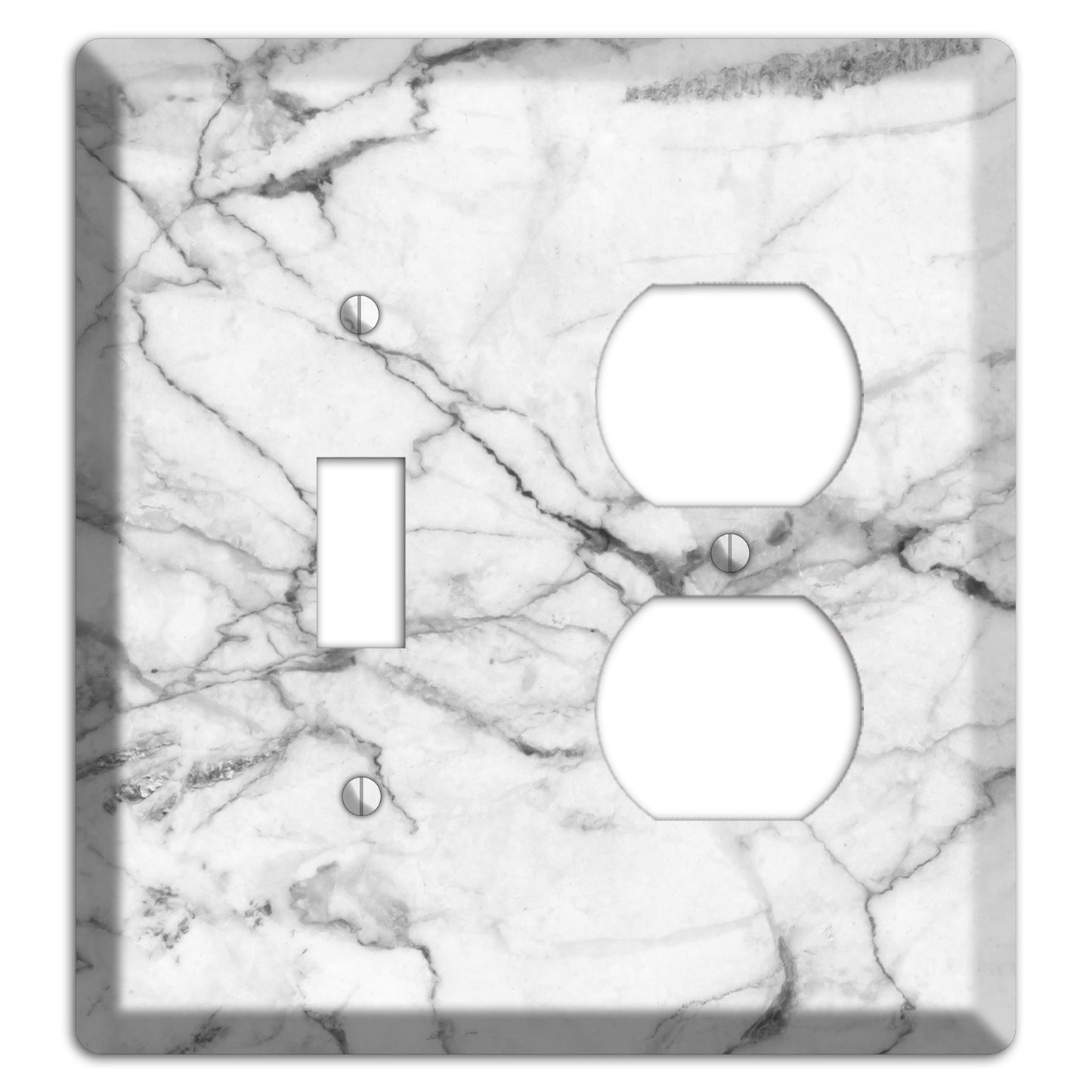 White and Gray Marble Toggle / Duplex Wallplate