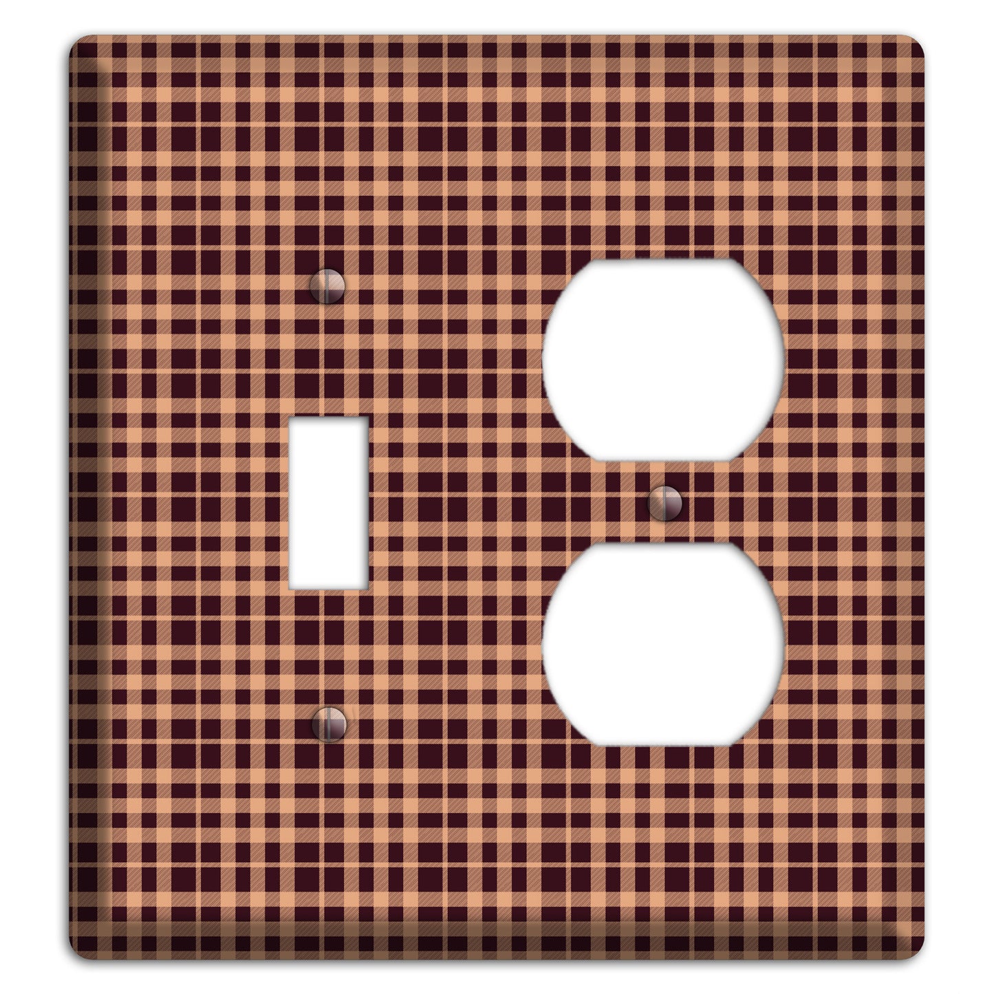 Beige and Black Plaid Toggle / Duplex Wallplate