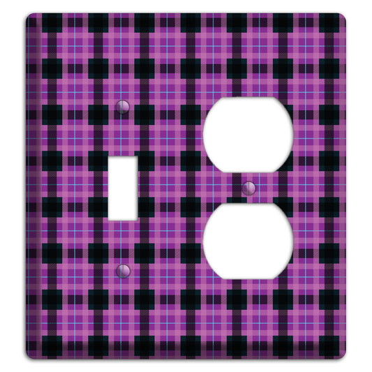 Purple and Black Plaid Toggle / Duplex Wallplate